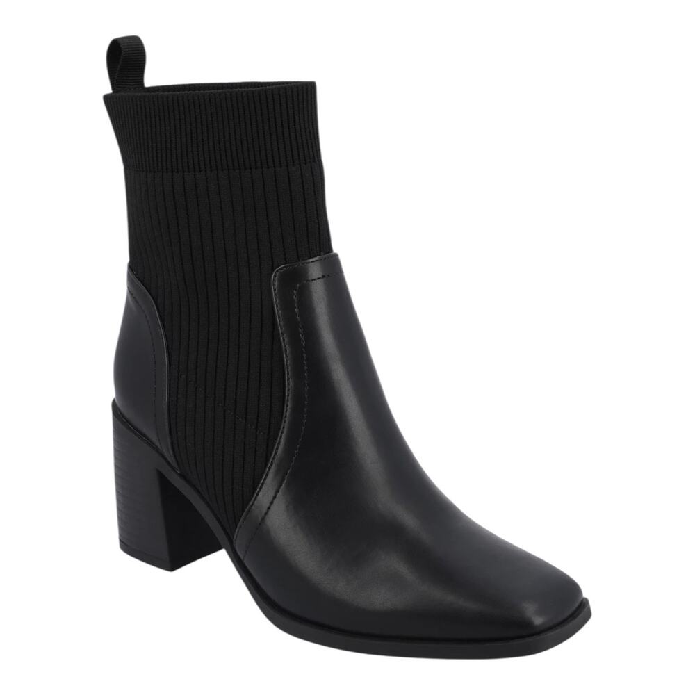Journee Women's Harlowe Chelsea Knit Block Heel Booties Black Size 9